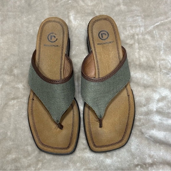 Rockport Olive Green Thong Heeled Sandal Size 7.5 - Picture 6 of 11